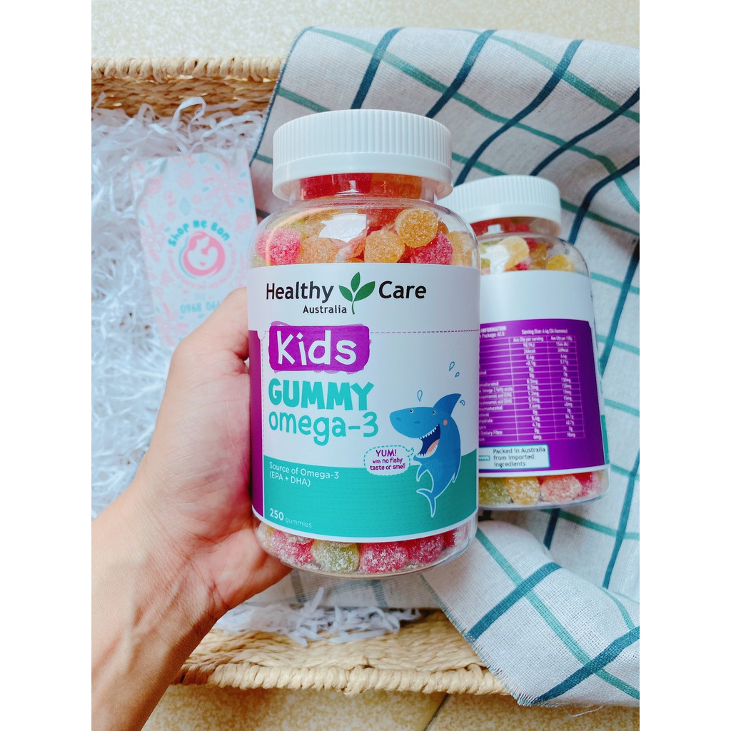 KẸO DẺO Kids Gummy Omega 3 Healthy Care dành cho trẻ từ 2 tuổi trở lên - Úc