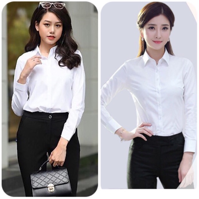 ÁO SƠ MI NỮ TRẮNG CỔ BẺ CÔNG SỞ
