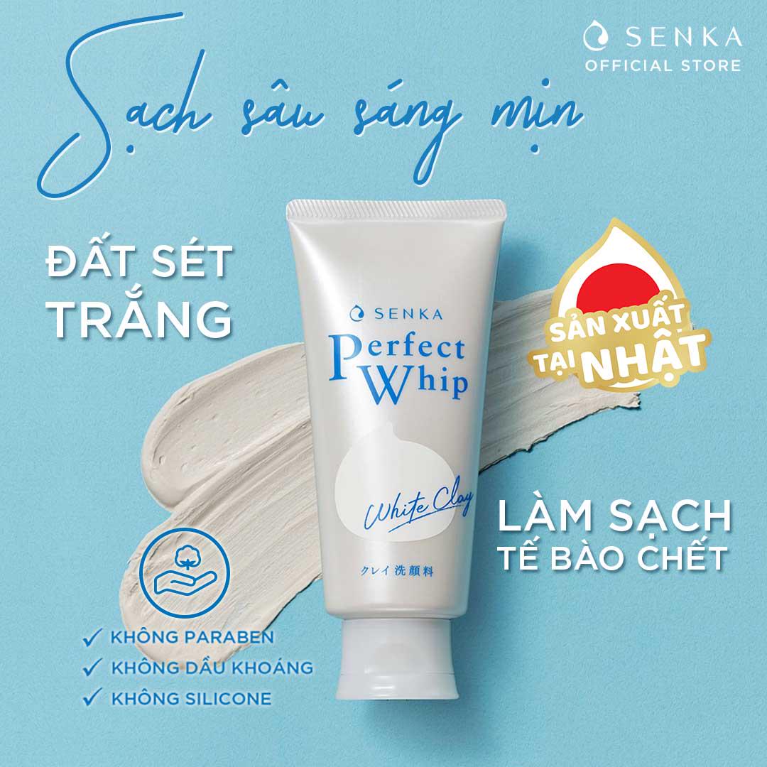 Sữa rửa mặt tạo bọt chiết xuất đất sét trắng Senka Perfect White Clay 120g