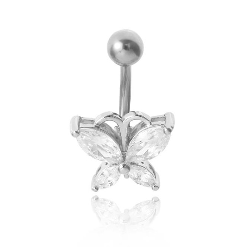 Khuyên Đeo Rốn Hình Bướm Đính Đá Bằng Thép Không Gỉ Cao Cấp