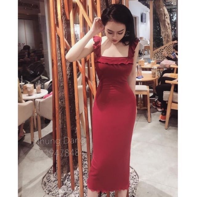 LH11 - Váy Body Hai Dây Cánh Tiên Xẻ Sau