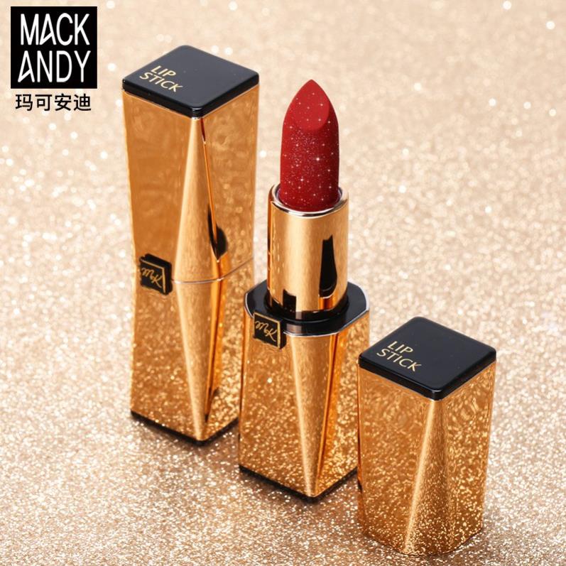 Son môi nam châm MACK ANDY dưỡng ẩm mịn mượt thiết kế vỏ vàng kim lấp lánh sang trọng