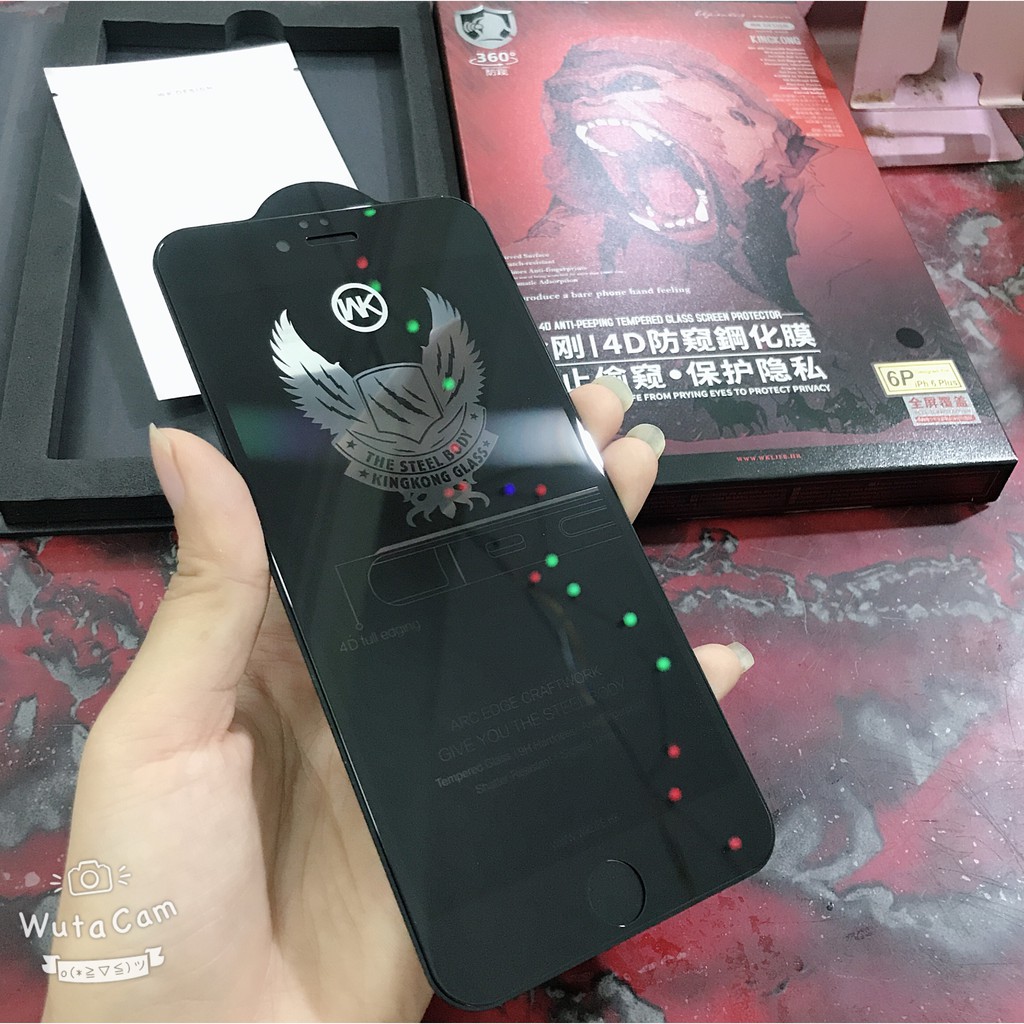 Kính Cường Lực Chống Nhìn Trộm Full Màn King Kong 4D Chính Hãng WK-Iphone 6/6s 6/6splus 7/8 7/8plus X/Xs Xsmax