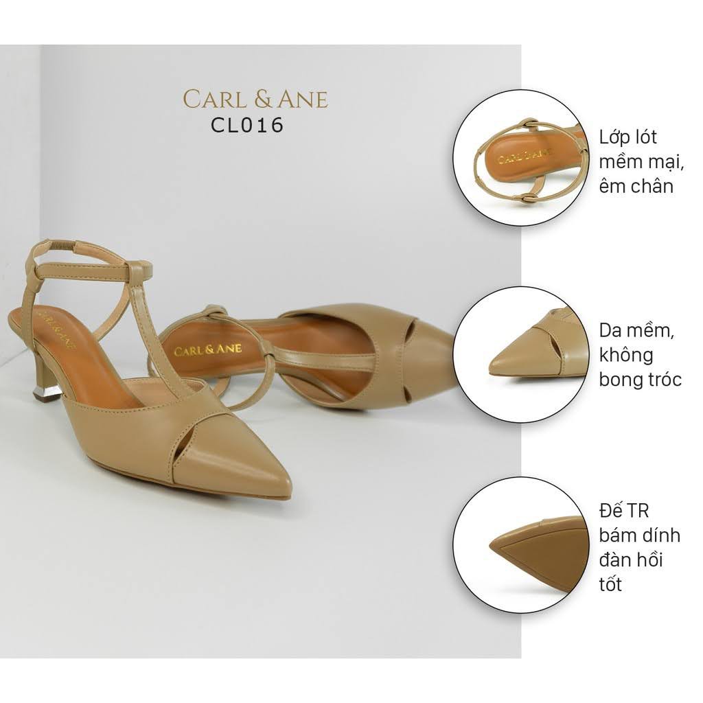 Carl & Ane - Giày cao gót Carl & Ane 2022 bít mũi kiểu dáng Hàn Quốc cao 5cm màu cà phê _ CL016