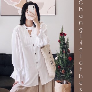 Áo sơ mi trắng cổ chocker