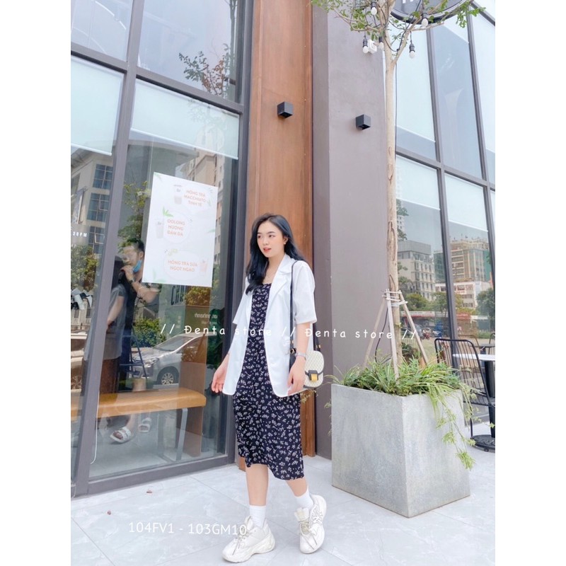 Áo Blazer cộc tay cổ vest -103GM10 - Đenta shop | BigBuy360 - bigbuy360.vn