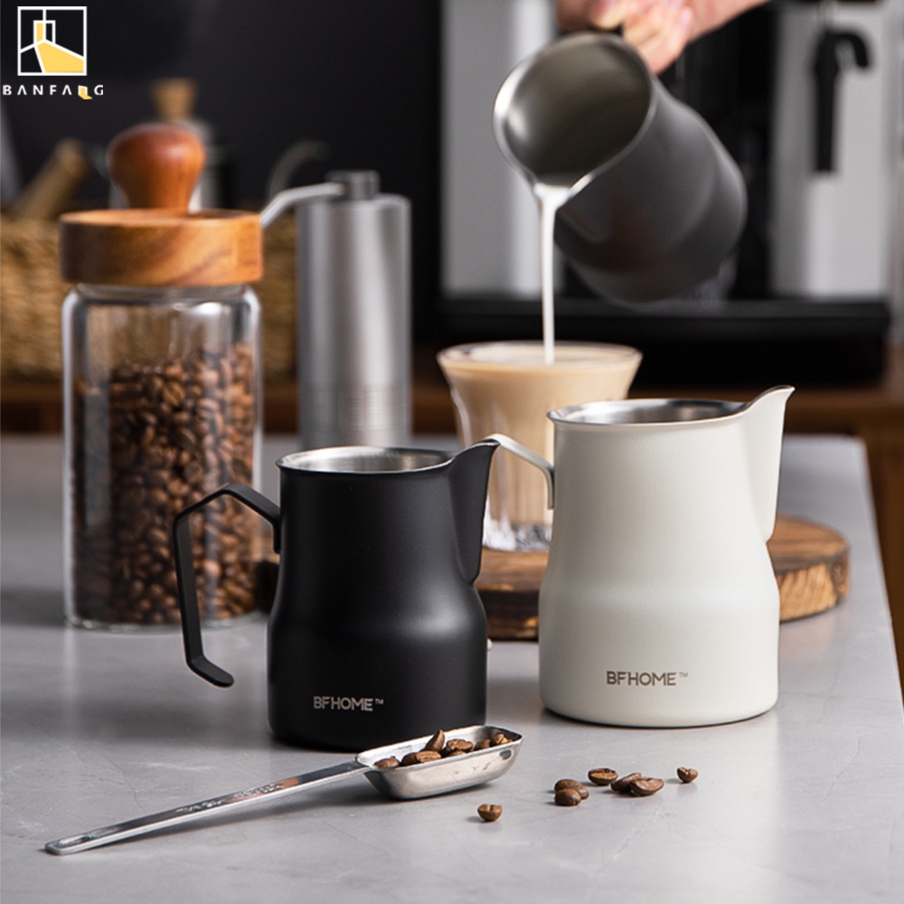 Ca đánh và đổ sữa cà phê BANFANG tạo bọt bằng thép không gỉ dạng hình trụ tiện lợi