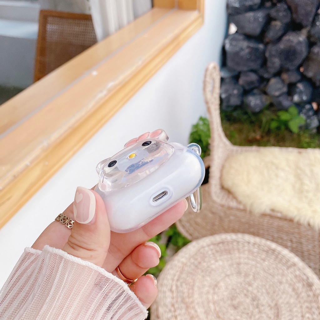 Vỏ Bảo Vệ Hộp Sạc Tai Nghe bluetooth Không Dây Airpods Pro 3 / 1 / 2 / 3 Bằng Silicon Mềm Trong Suốt Hình Hello kitty Dễ