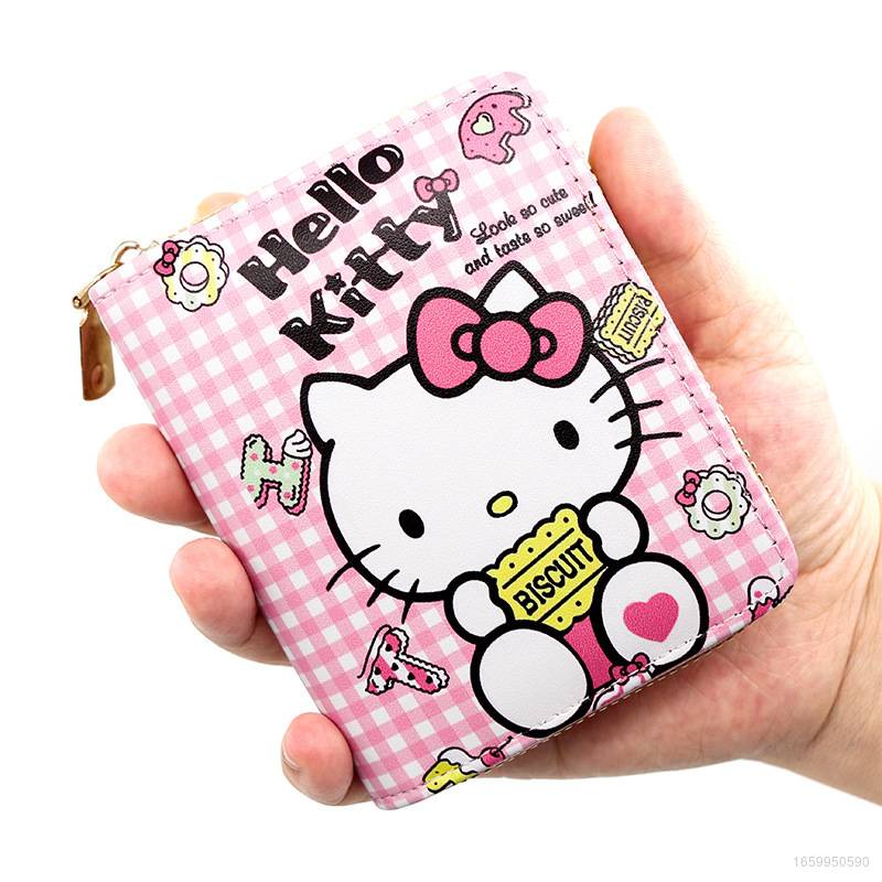 Ví Đựng Tiền Xu Có Khóa Kéo Họa Tiết Hello kitty Dễ Thương