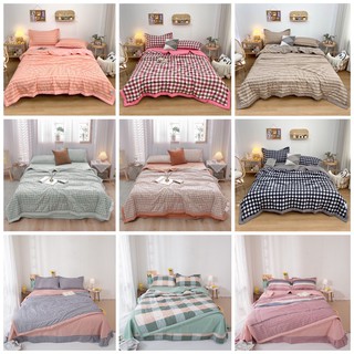 Bộ Chăn ga gối cotton đũi muji,chăn chần hè, ga phối y hình,đủ size 1m6, 1m8, 2m2