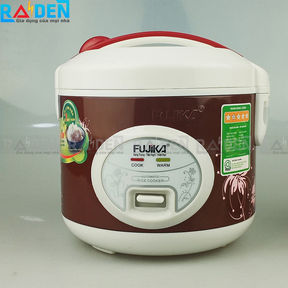 Nồi cơm điện nắp gài 1.5L Fujika FJ-CM15 dành cho 4 - 5 người ăn - Họa tiết ngẫu nhiên