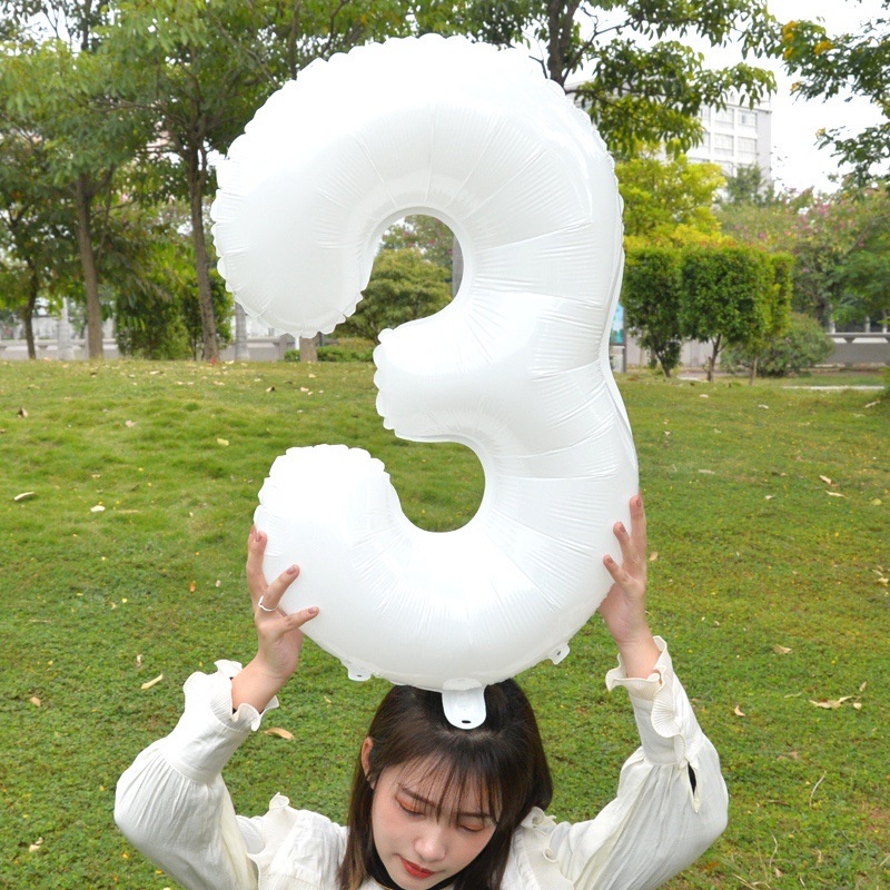 Bong Bóng Lõi Nhôm 32 Inch Màu Trắng Dùng Trang Trí Tiệc Sinh Nhật