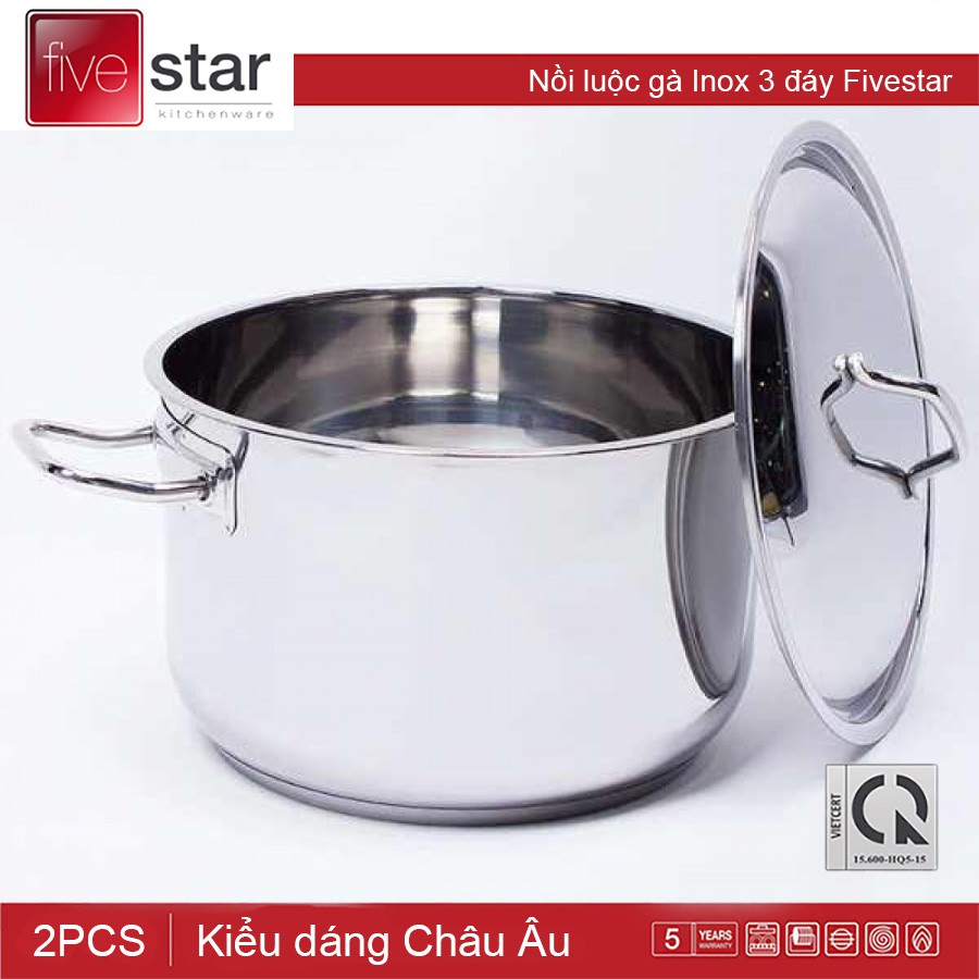 Nồi Luộc Gà Inox 3 Đáy Fivestar 28cm dùng bếp từ