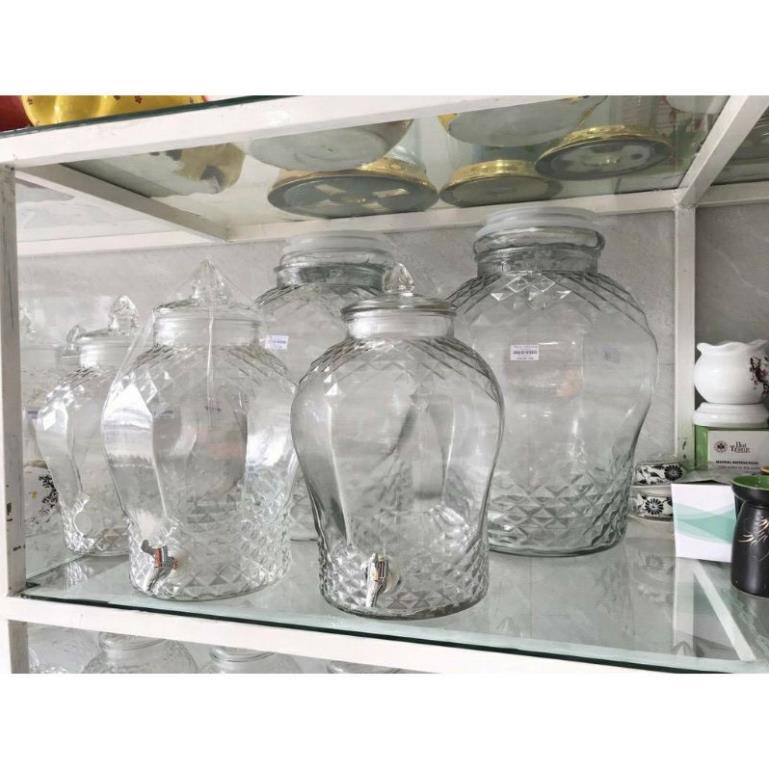 Bình Ngâm Rượu Thủy Tinh 8833_ 3 Lít, 6 Lít, 8 Lít, 10 Lít, 15 Lít Có Van và Không Van