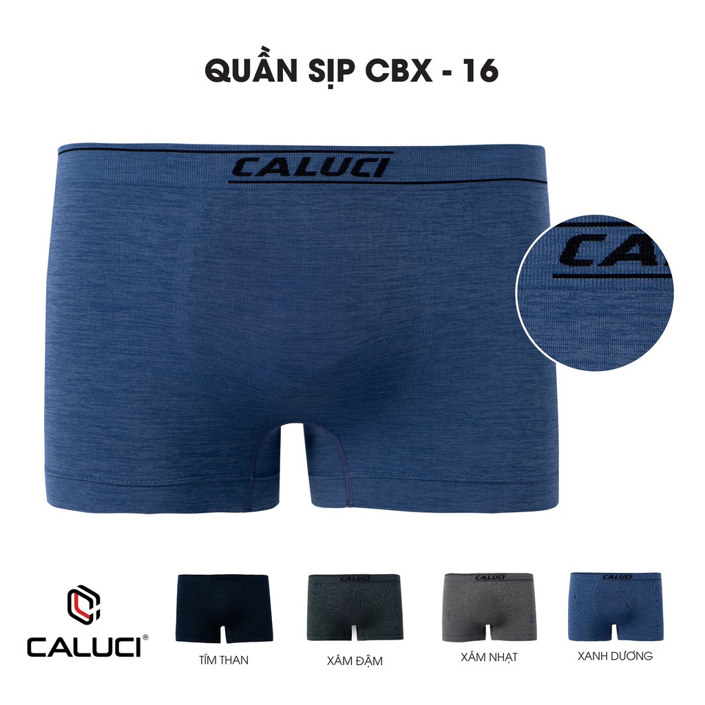 Set 3 quần sịp đùi dệt liền cao cấp CALUCI CBX16, kiểu Boxer, thiết kế basic khỏe khoắn, vải mềm mịn, co giãn 4 chiều