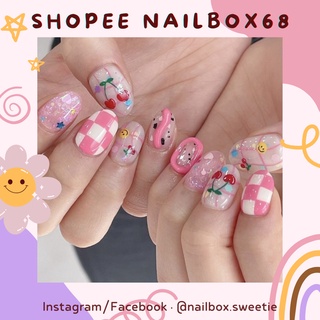 Nailbox - Móng úp thiết kế - Hồng mix cảo 🍒