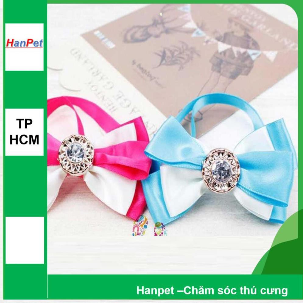 Hanpet.GV- 1292- Vòng cổ nơ khuy vải (- 4711613) chó mèo 3- 7kg
