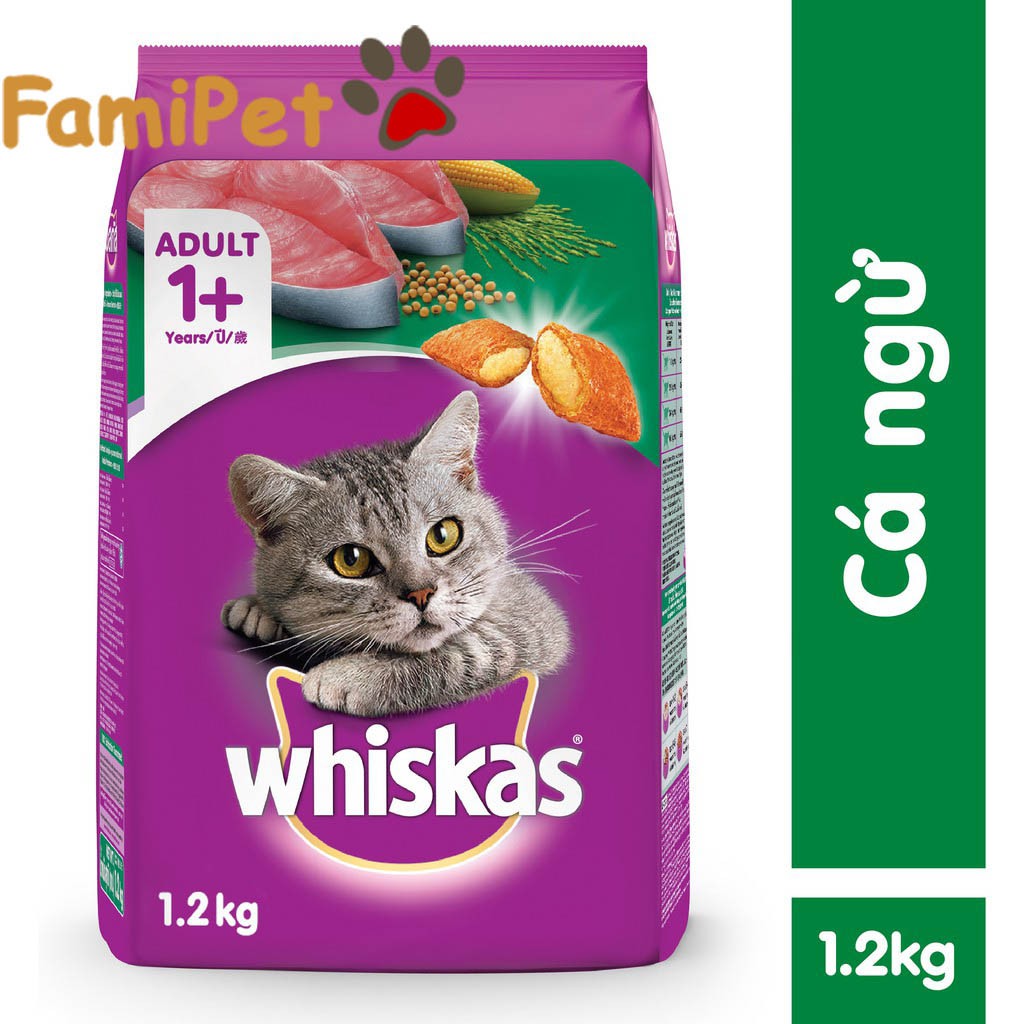 Hạt Thức Ăn Khô Cho Mèo Lớn Whiskas 1.2kg Đủ Mùi Vị