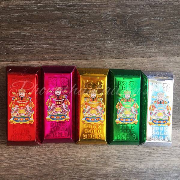Thỏi vàng Thần Tài giấy ngũ sắc cúng Thần tài