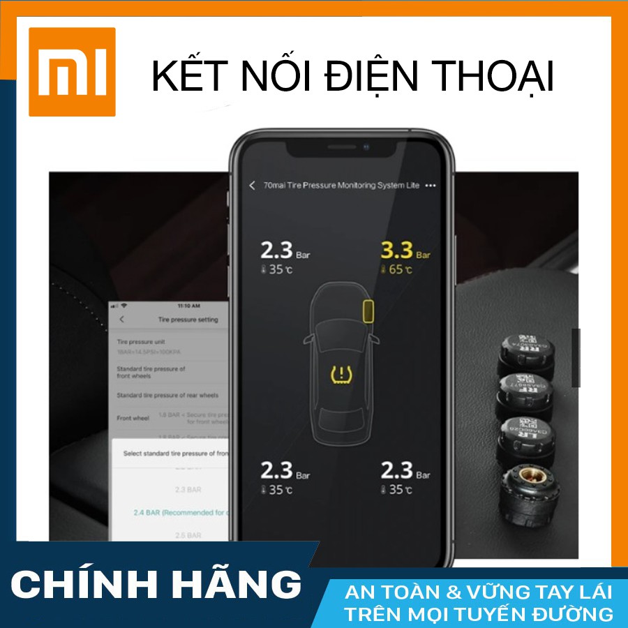 Cảm biến áp suất lốp Xiaomi 70MAI Van ngoài (bản quốc tế 2020) hàng chính hãng