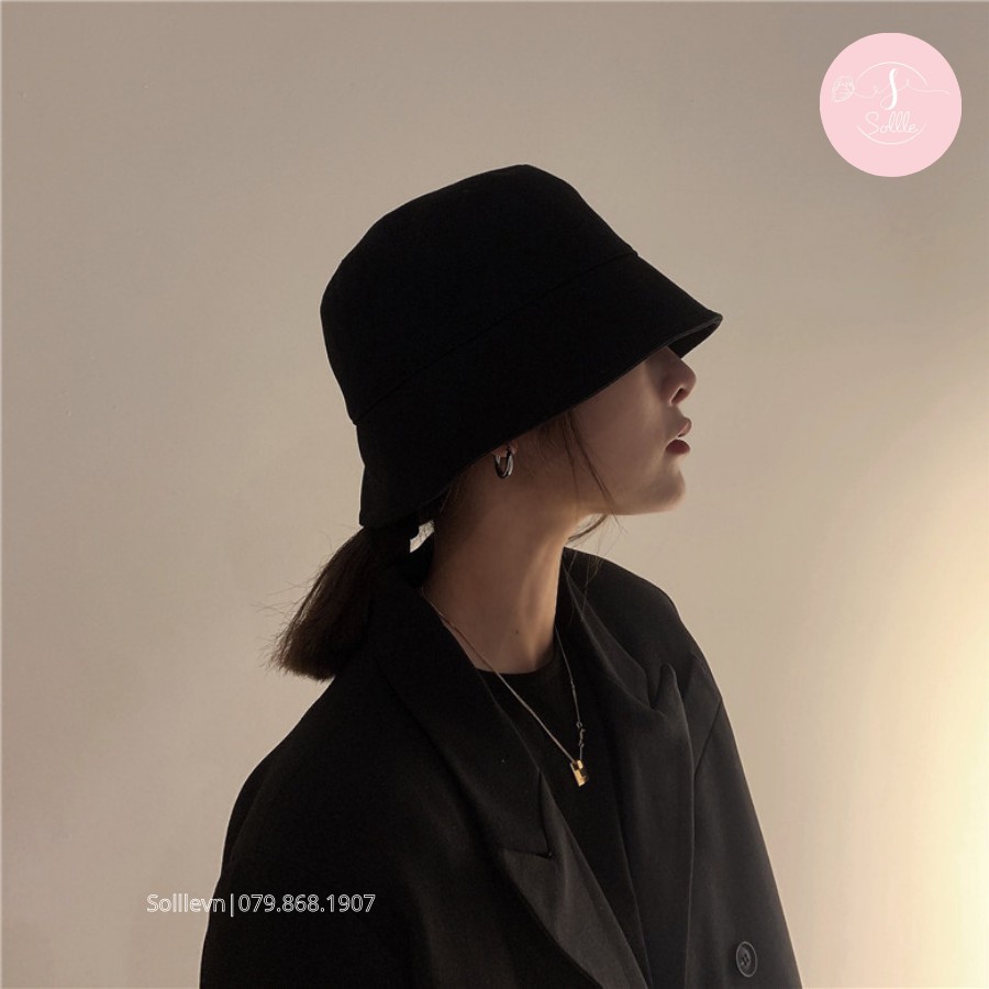 Mũ bucket vành cụp Sollle trơn phong cách Ulzzang Unisex M02