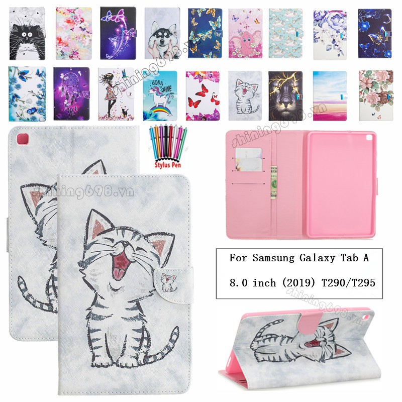 Vỏ da bảo vệ máy tính bảng hình mèo xinh xắn cho Samsung Galaxy Tab A 8.0 thumbnail