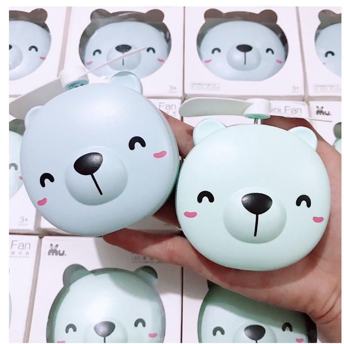 Quạt Mini Cầm Tay - Quạt Hình Heo 3 in 1 (Quạt + Gương + Đèn)