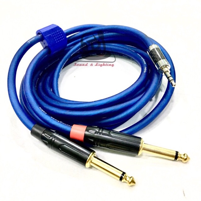 Dây rắc 3.5 li ra 2 Jack 6 ly dây 2 mét phát nhạc latop máy tính điện thoại