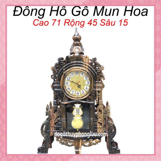 Đồng hồ để bàn phòng khách gỗ mun cao 71cm