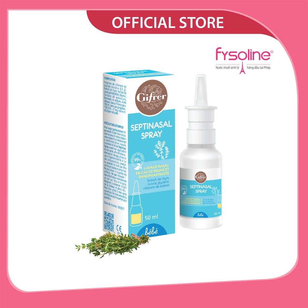 Fysoline - Xịt muối Septinasal spray 50ml - Vệ sinh mũi cho bé số 1 tại Pháp