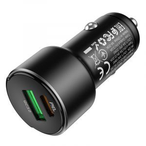 Tẩu sạc nhanh ôtô Hoco Z42 PD20W, QC3.0 có đèn LED hiển thị, 2 cổng sạc - Chính hãng