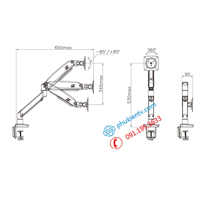 [ Màu Đen &amp; Trắng ] Giá treo màn hình máy tính NB F100A 22-35 inch - Chính Hãng NorthBayou