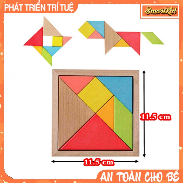 Trí Uẩn Tangram Bộ Ghép 7 Hình Bằng Gỗ Cho Bé Loại To 15*15cm