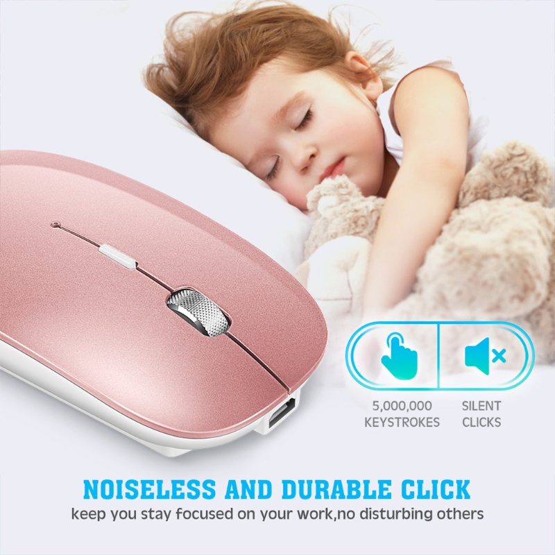 Chuột Bluetooth Không Dây 5.0 + 2.4Ghz 1600DPI 2 Trong 1 Sạc USB Thông Dụng Cho Notebook Des