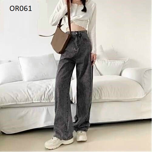 Quần jeans ống suộng rộng lưng cao chất form VNXK OR061
