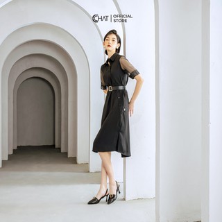 Váy Sơ mi tay phối lưới CCHAT