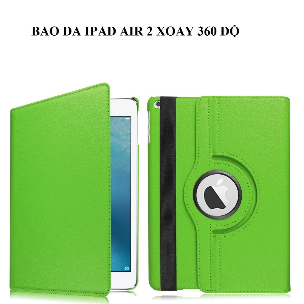Bao da ốp lưng iPad Air 2 iPad 6 (xanh lá) xoay 360 độ | BigBuy360 - bigbuy360.vn