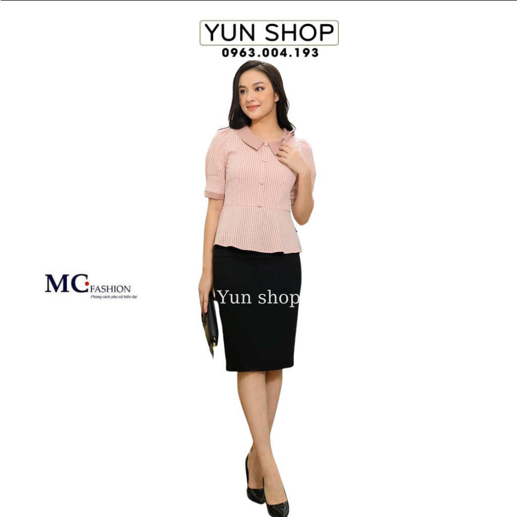 Áo Sơ Mi Công Sở,Áo Tay Lỡ Kẻ Karo Đẹp Kiểu Dáng Cổ n=Nơ Chiết Eo Chuẩn Hãng MC fashion TA111 Đủ Size S,M,L