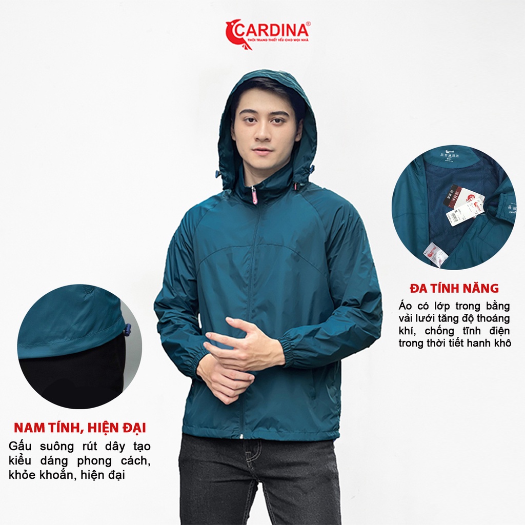 Áo khoác gió nam 𝐂𝐀𝐑𝐃𝐈𝐍𝐀 2 Lớp Lót Lưới Cao Cấp Siêu Cản Gió Giữ Nhiệt Cản Bụi Chống Nước 1GM