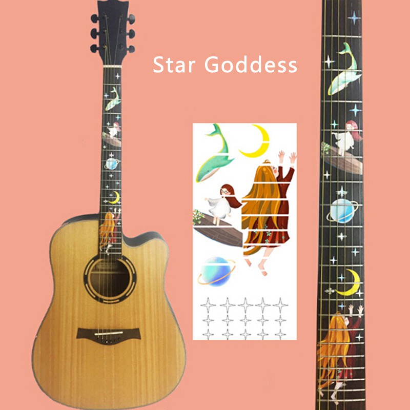 Miếng Dán Phím Đàn Guitar Bass Inlay DIY Hình Không Gian Vui Nhộn