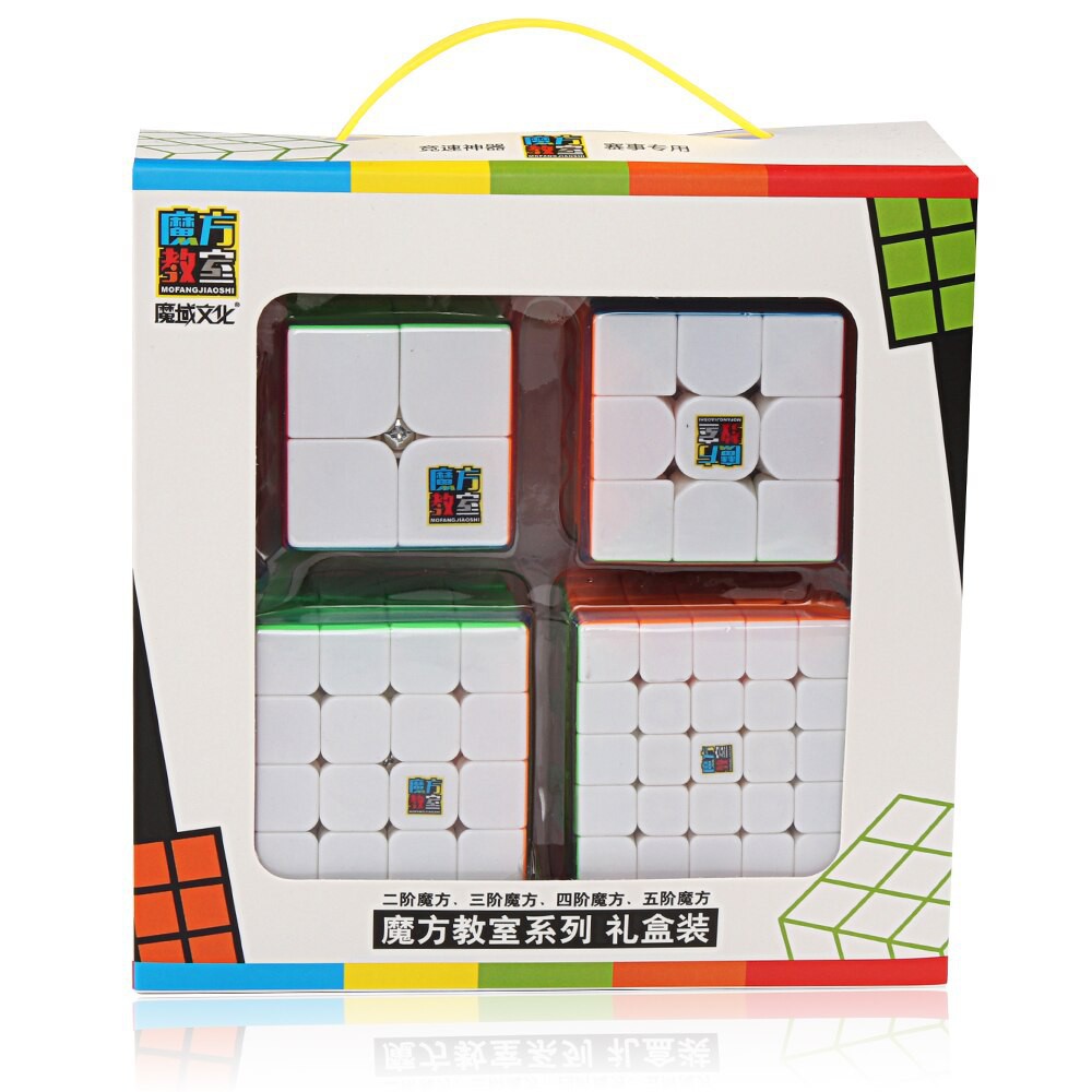 Combo 4 Khối Rubik Gift Box 2x2 3x3 4x4 5x5 Stickerless