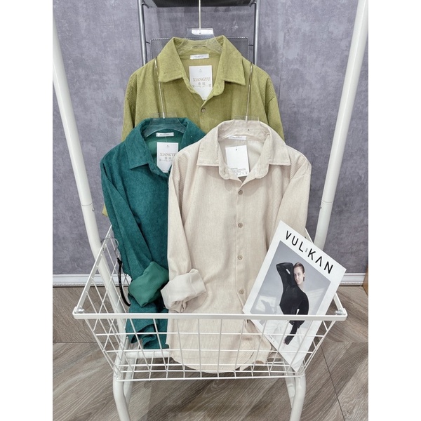 [ 𝐅𝐑𝐄𝐄 𝐒𝐇𝐈𝐏 ]  ÁO SƠ MI NHUNG TĂM FORM THỤNG RỘNG VẠT ĐUÔI TÔM CHẤT NHUNG TĂM NỐNG TO