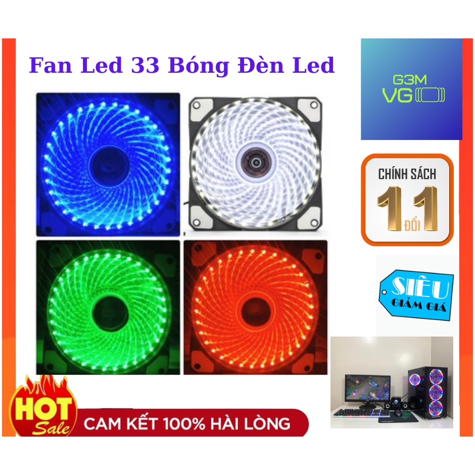Fan Led 33 Bóng Đèn Led 12cm Làm Mát Cho Case Máy Tính nhiều màu lựa chọn