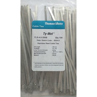 Dây Rút Inox 316 Size 4.6 x 200mm Không Bọc Nhựa, Cable Tie SS316, 100 pcs/bịch