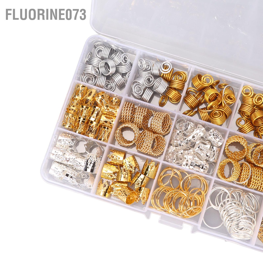 Fluorine073 Chuỗi hạt Dreadlocks Đặt hợp kim Hạt bện tóc Vòng xoắn Mặt dây chuyền Nhẫn trang sức Đồ trí cho bữa tiệc