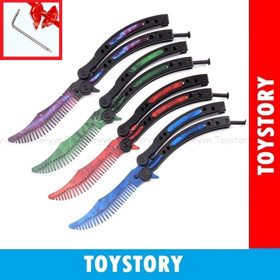 Lược Thép Tập Quay Loại Cao Cấp Dùng Tập Luyện - Mô Hình Phiên Bản Đời Thật Butterfly Skin CSGO Balisong