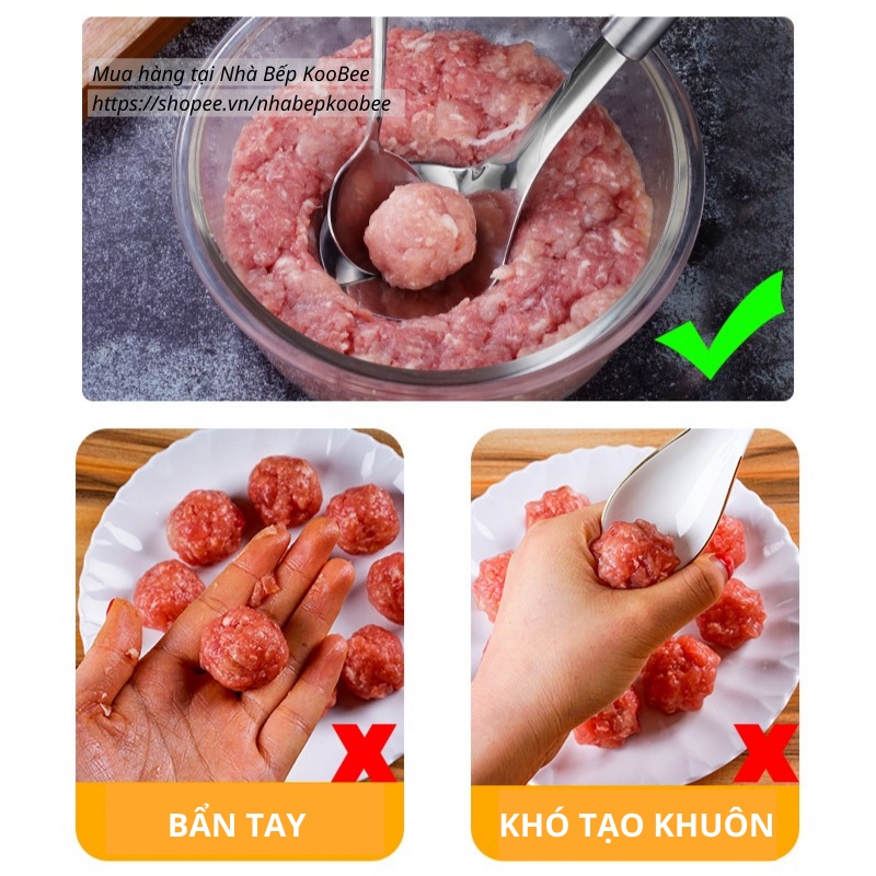 Dụng cụ làm thịt viên, chả viên, nặn mọc - Thìa làm viên thịt cao cấp KooBee (NB32)