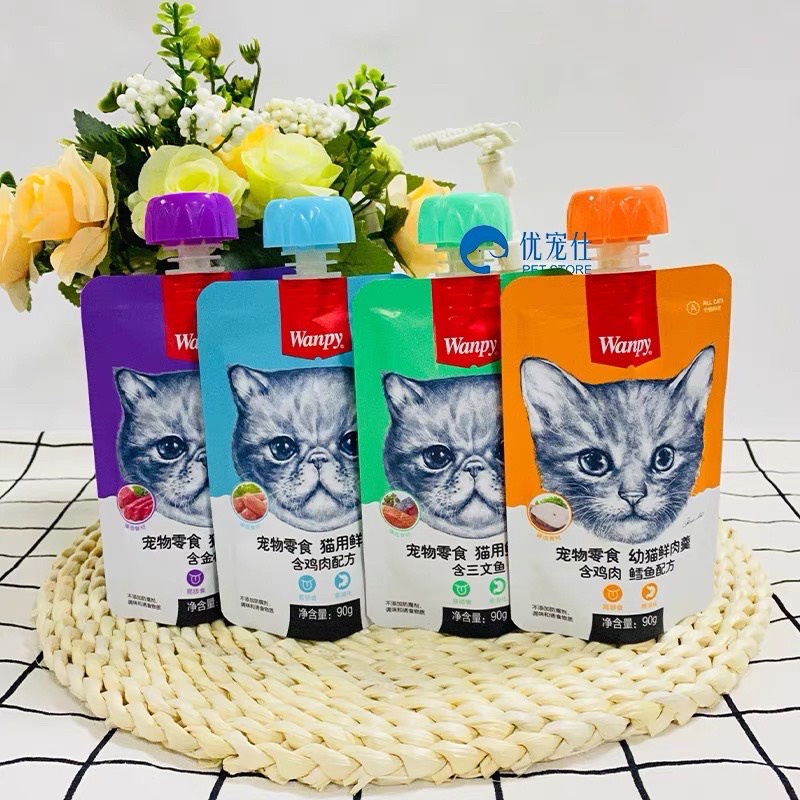 Súp thưởng cho mèo WANPY Nắp Vặn 90g - Thức ăn chó mèo giá sỉ