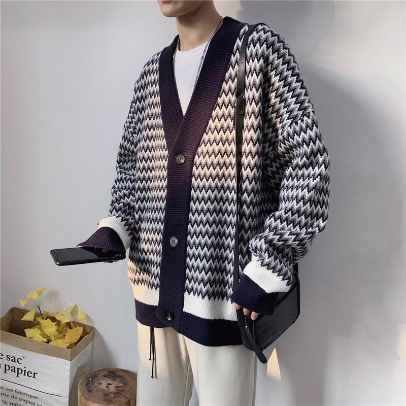 Áo Cardigan Len Ziczac Unisex