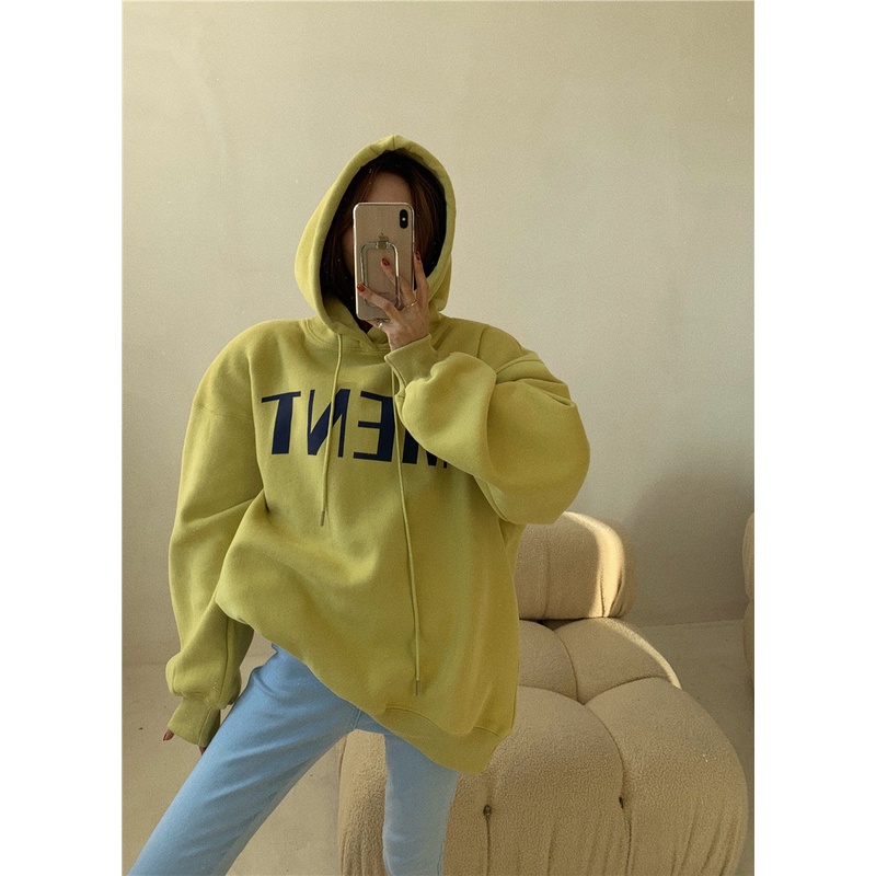 Áo Hoodie Dáng Suông Họa Tiết Chữ In Thời Trang Mùa Thu Cho Nữ
